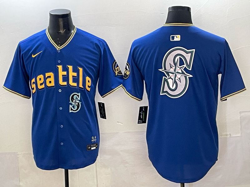 Men 2025 Seattle Mariners Blank Blue City Edition Nike MLB Jersey 38
